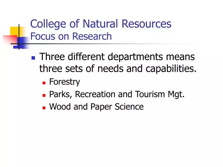 college of natural resources focus on research