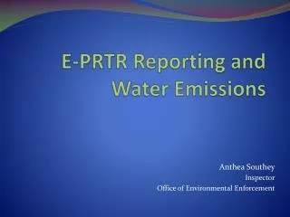 E-PRTR Reporting and Water Emissions