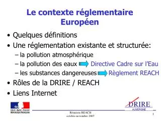 le contexte r glementaire europ en