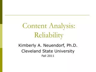 Content Analysis: Reliability