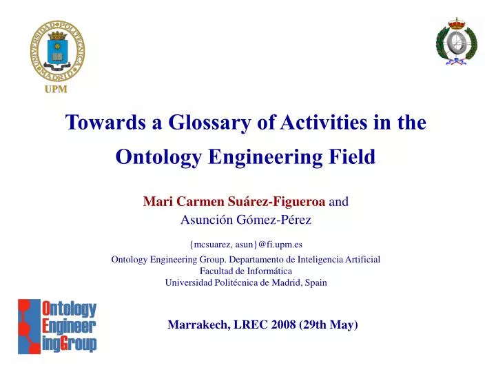 towards a glossary of activities in the ontology engineering field