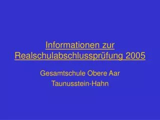 informationen zur realschulabschlusspr fung 2005