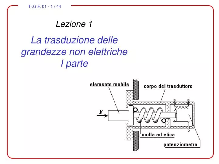 lezione 1 la trasduzione delle grandezze non elettriche i parte