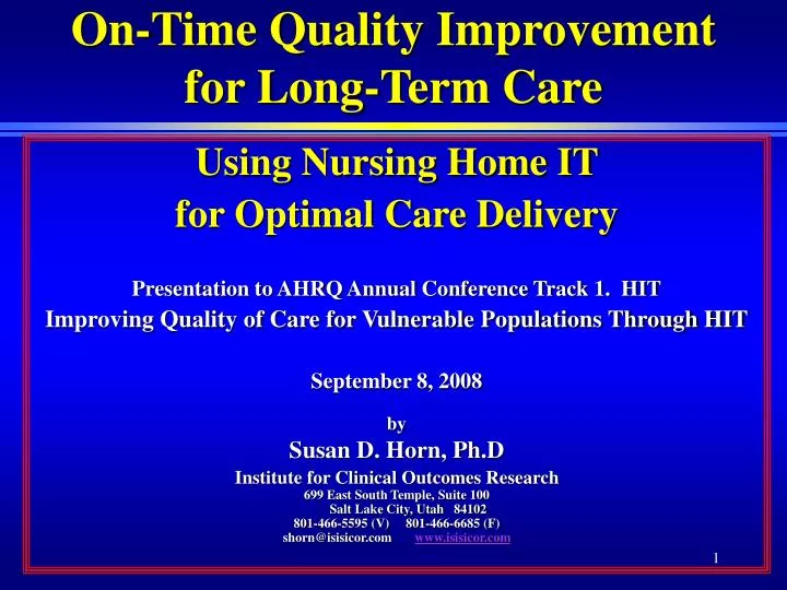 on time quality improvement for long term care