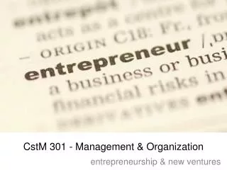 CstM 301 - Management &amp; Organization