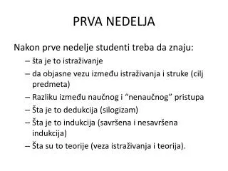prva nedelja
