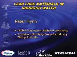 LEAD FREE MATERIALS IN DRINKING WATER