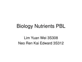 Biology Nutrients PBL