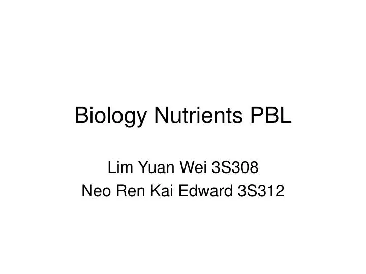 biology nutrients pbl