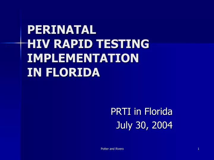 perinatal hiv rapid testing implementation in florida
