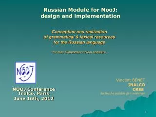 NOOJ Conference Inalco, Paris June 16th, 2012