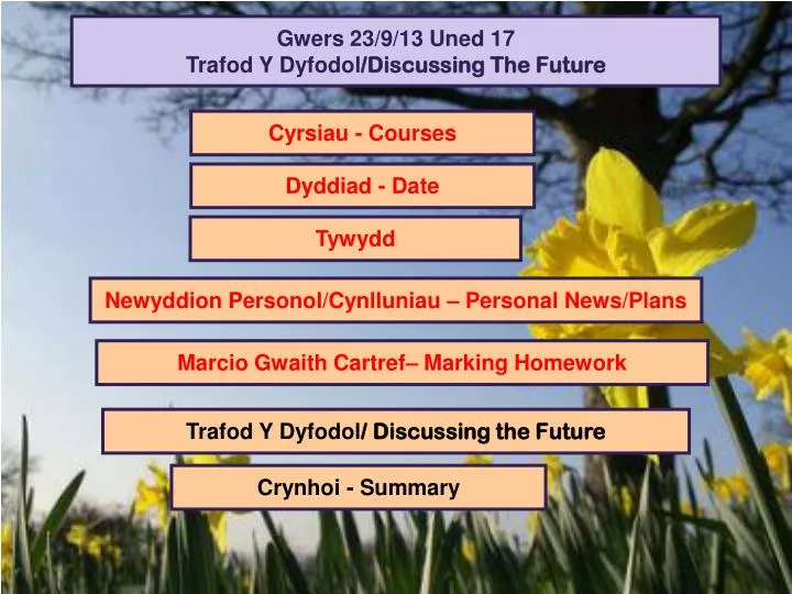 gwers 23 9 13 uned 17 trafod y dyfodol discussing the future
