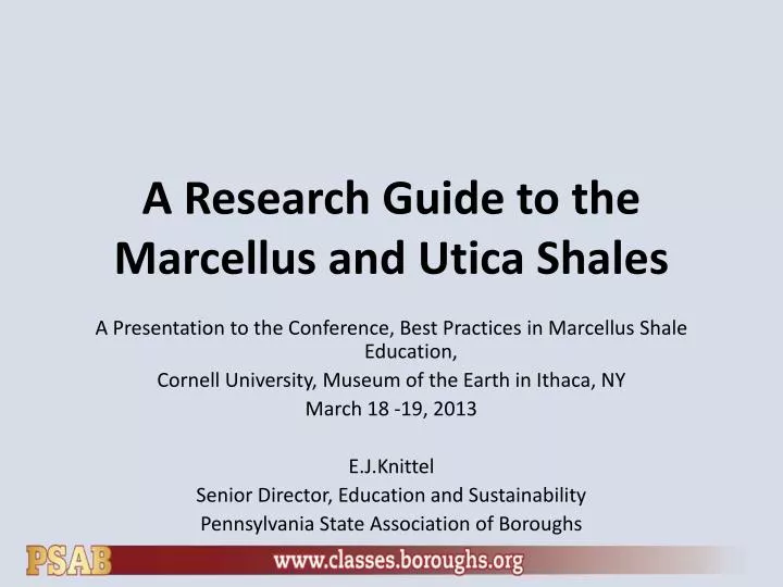 a research guide to the marcellus and utica shales