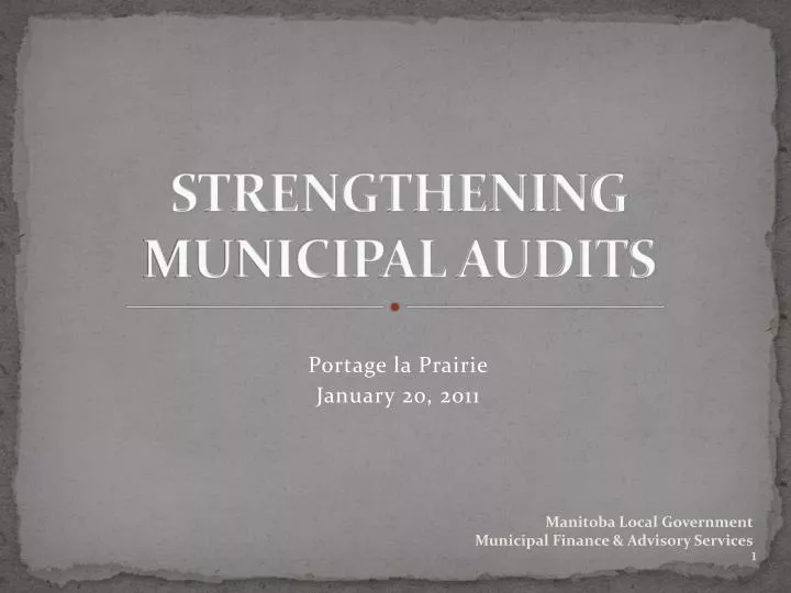 strengthening municipal audits