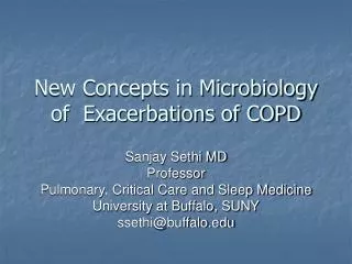 New Concepts in Microbiology of Exacerbations of COPD