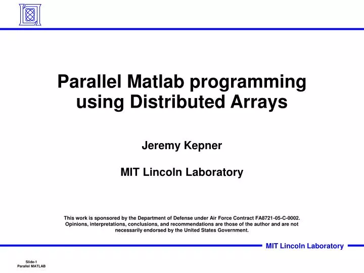 parallel matlab programming using distributed arrays