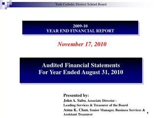 2009-10 YEAR END FINANCIAL REPORT