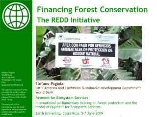 Payment for Ecosystem Services International parliamentary hearing on forest protection and the