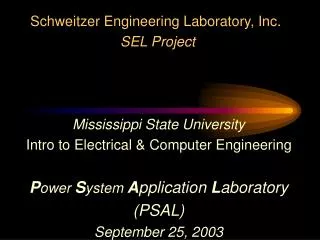 Mississippi State University Intro to Electrical &amp; Computer Engineering