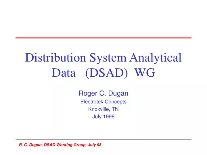 distribution system analytical data dsad wg