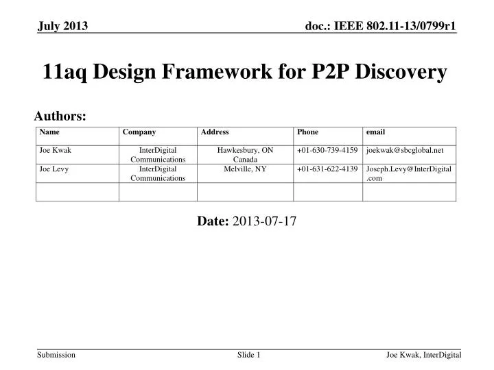 11aq design framework for p2p discovery
