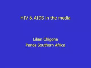HIV &amp; AIDS in the media