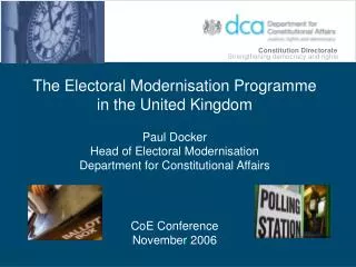 The Electoral Modernisation Programme in the United Kingdom Paul Docker