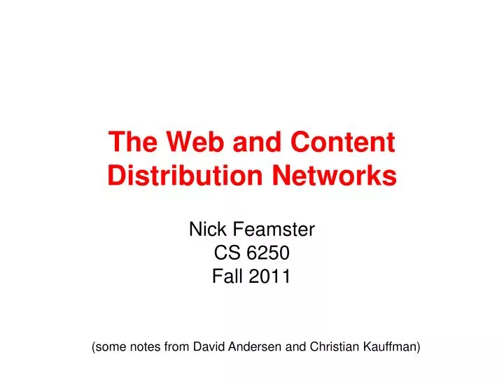 the web and content distribution networks