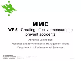 MIMIC WP 5 - Creating effective measures to prevent accidents