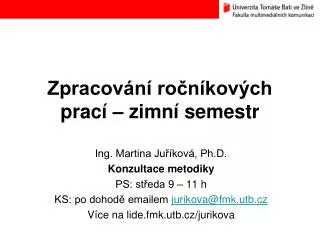 zpracov n ro n kov ch prac zimn semestr