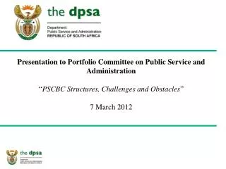 Presentation to Portfolio Committee on Public Service and Administration