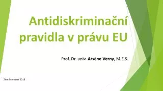 antidiskrimina n pravidla v pr vu eu