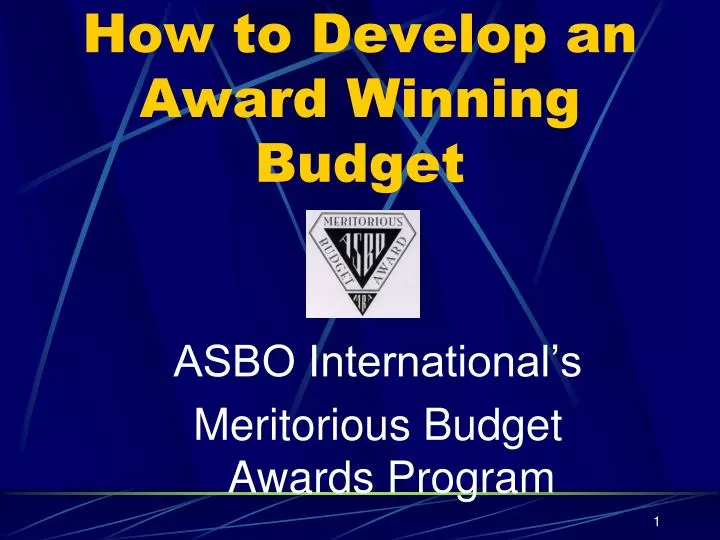 asbo international s meritorious budget awards program