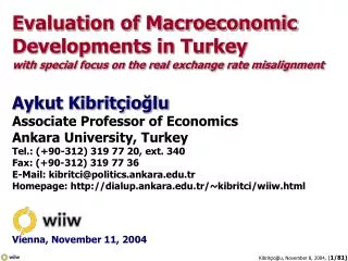 Evaluation of Macroeconomic Developments in Turkey