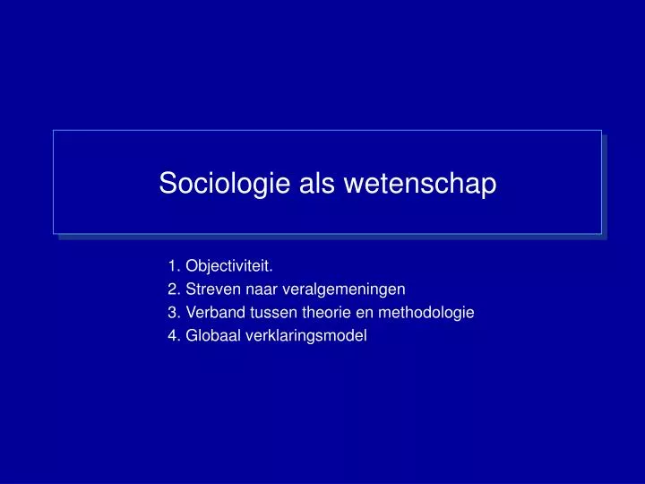 sociologie als wetenschap