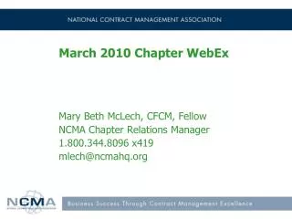 March 2010 Chapter WebEx