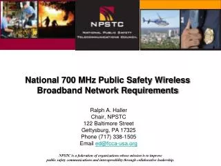 National 700 MHz Public Safety Wireless Broadband Network Requirements