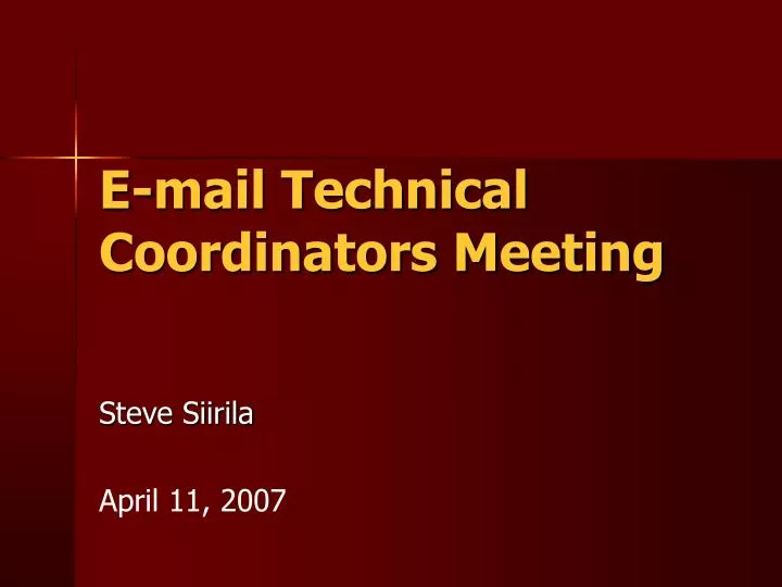 e mail technical coordinators meeting