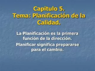 capitulo 5 tema planificaci n de la calidad