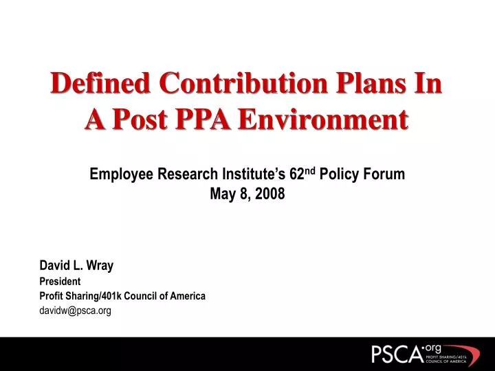 defined contribution plans in a post ppa environment