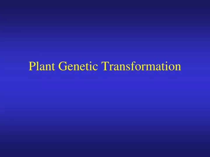 plant genetic transformation