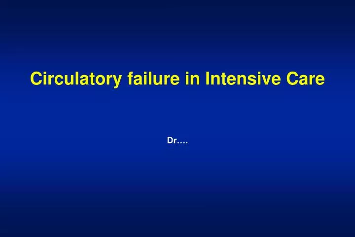 circulatory failure in intensive care