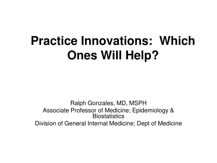 practice innovations which ones will help
