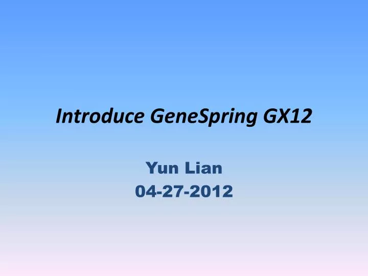 introduce genespring gx12