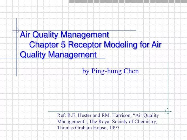 air quality management chapter 5 receptor modeling for air quality management