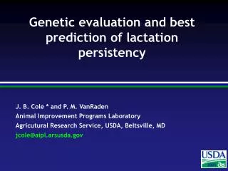 Genetic evaluation and best prediction of lactation persistency