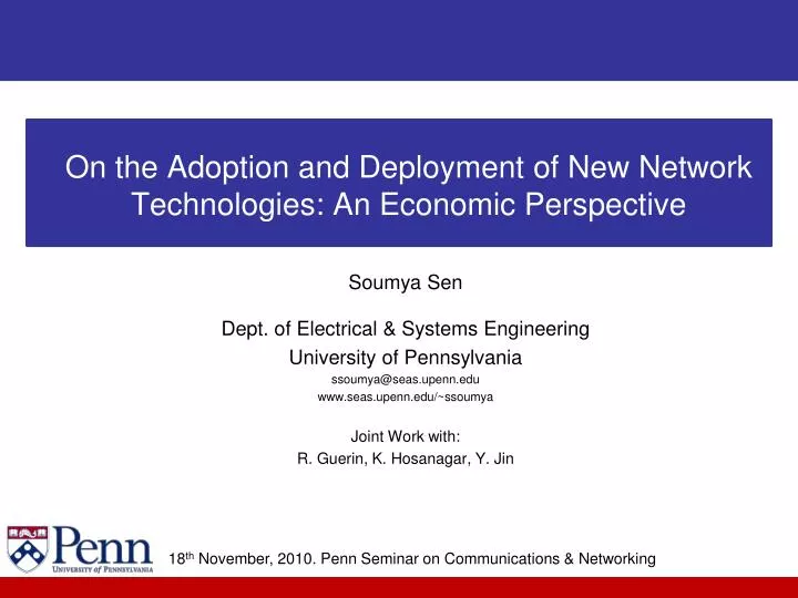 on the adoption and deployment of new network technologies an economic perspective