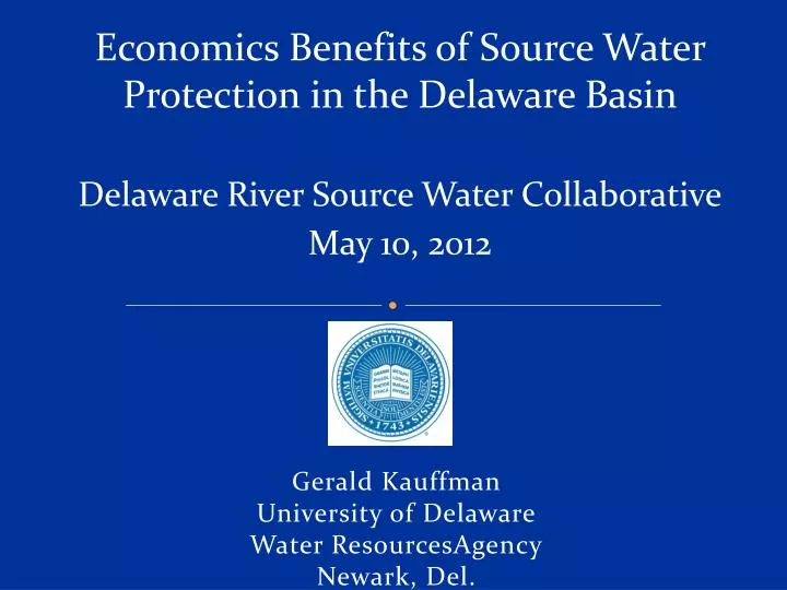 gerald kauffman university of delaware water resourcesagency newark del