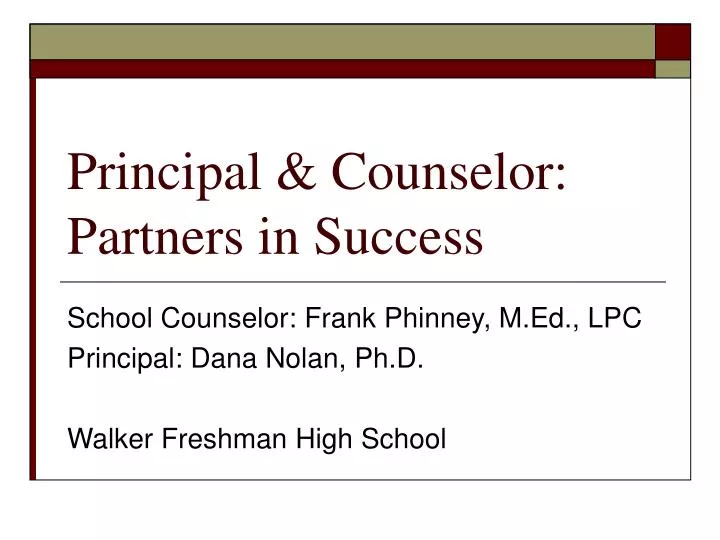 principal counselor partners in success