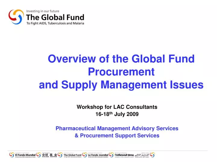 overview of the global fund procurement and supply management issues